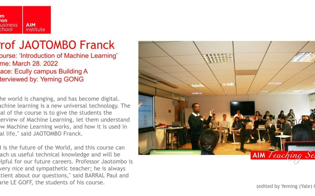 “Introduction of Machine Learning”–Prof. Franck JAOTOMBO
