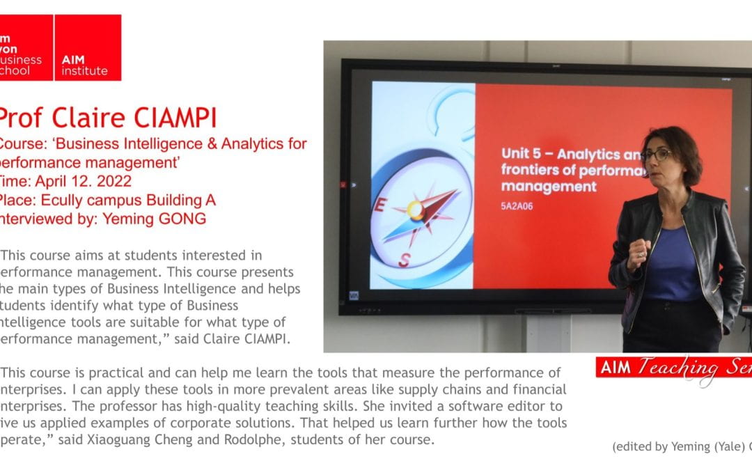 “Business Intelligence & Analysis for performance management ” — Prof. Claire Ciampi